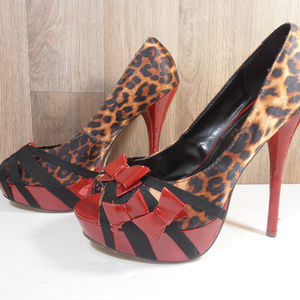 Love Culture Platform Stiletto Heels Leopard Print